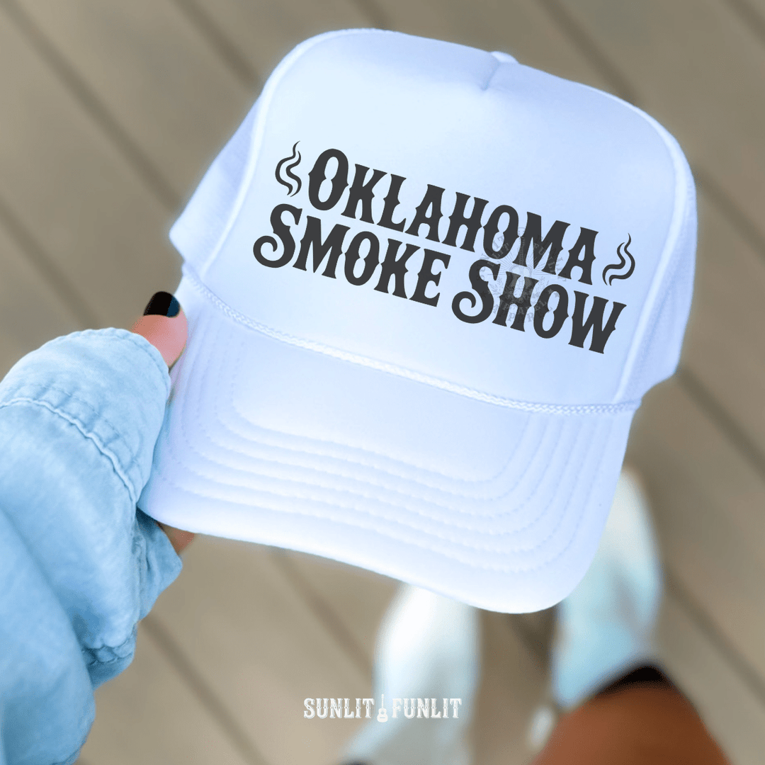 OK Smoke Show Country Trucker Hat - Sunlit Funlit | Graphic Tees for Country Concert Addicts