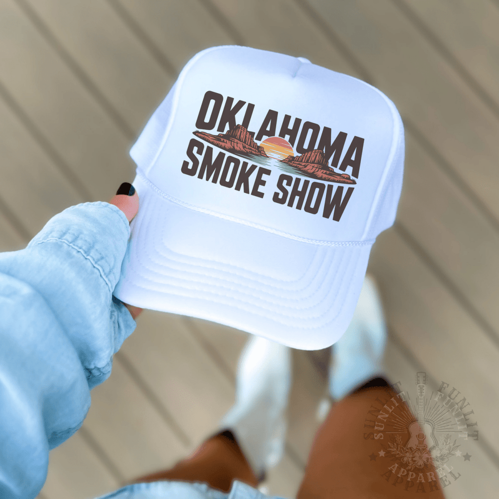 OK Smoke Show Landscape Trucker Hat - Sunlit Funlit | Graphic Tees for Country Concert Addicts
