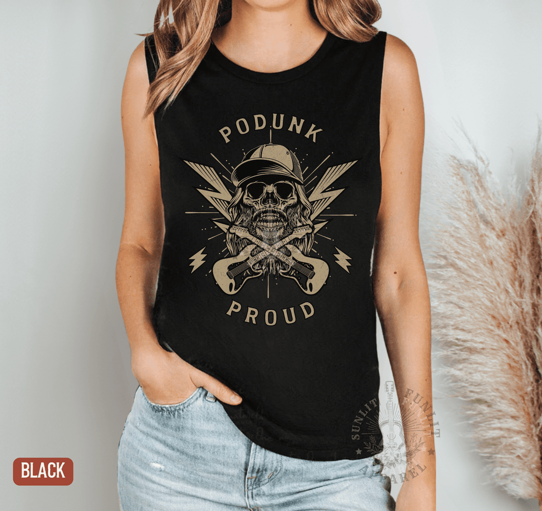 Podunk Proud Muscle Tank - Hardy Concert Tank Top - Sunlit Funlit | Graphic Tees for Country Concert Addicts