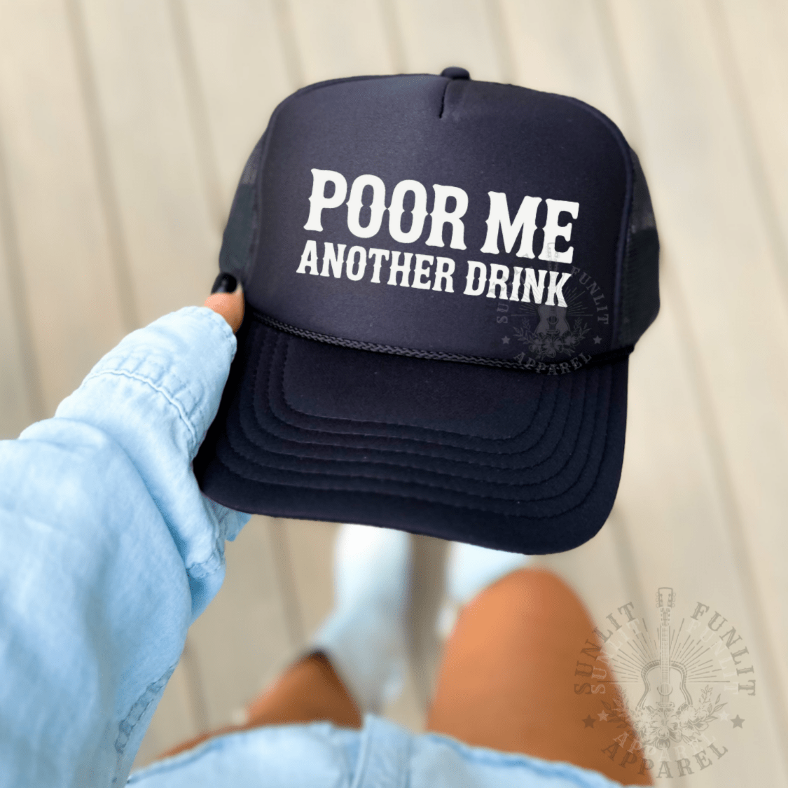 Poor Me Another Drink Wallen Fan Trucker Hat - Sunlit Funlit | Graphic Tees for Country Concert Addicts