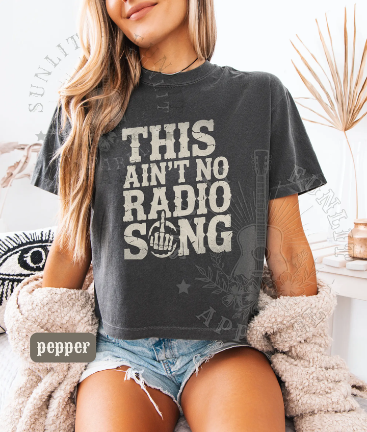 Radio Song Comfort Colors Boxy Cropped Tee 