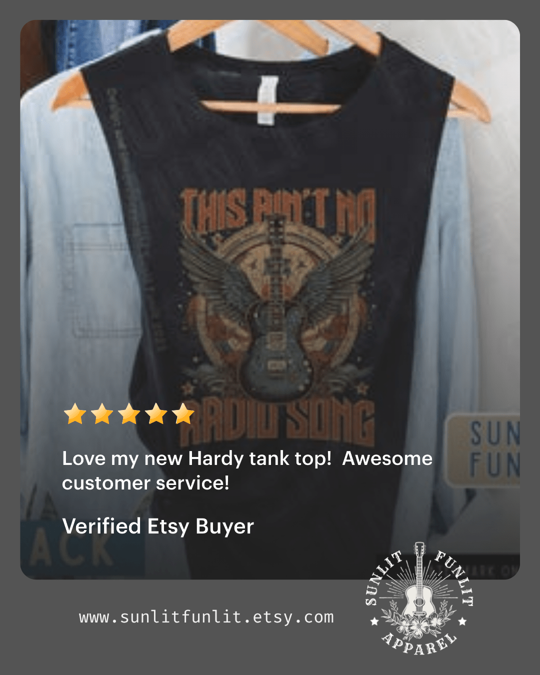 Radio Song Muscle Tank - Hardy Concert Tank Top - Sunlit Funlit | Graphic Tees for Country Concert Addicts