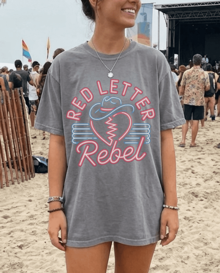 Red Letter Rebel Country Concert Shirt - Sunlit Funlit