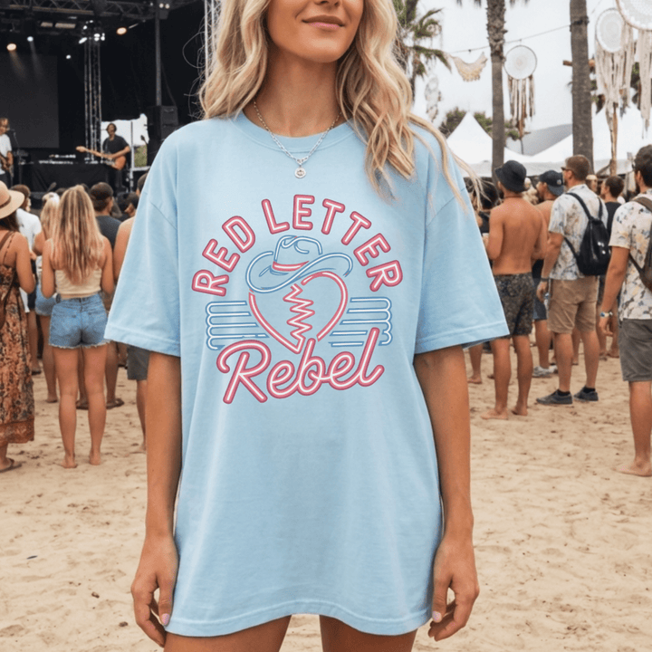 Red Letter Rebel Country Concert Shirt - Sunlit Funlit