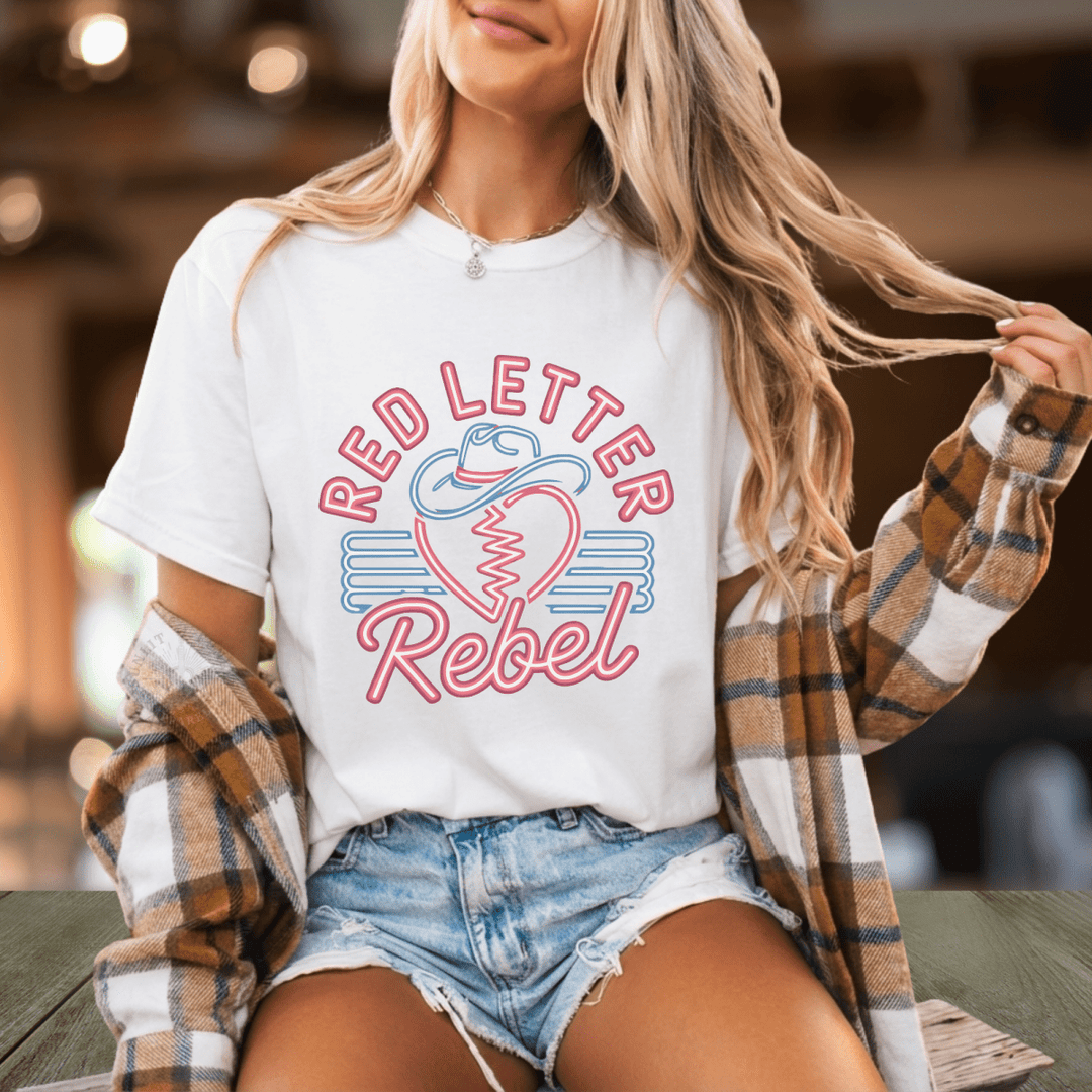 Red Letter Rebel Country Concert Shirt - Sunlit Funlit
