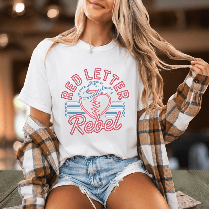 Red Letter Rebel Country Concert Shirt - Sunlit Funlit