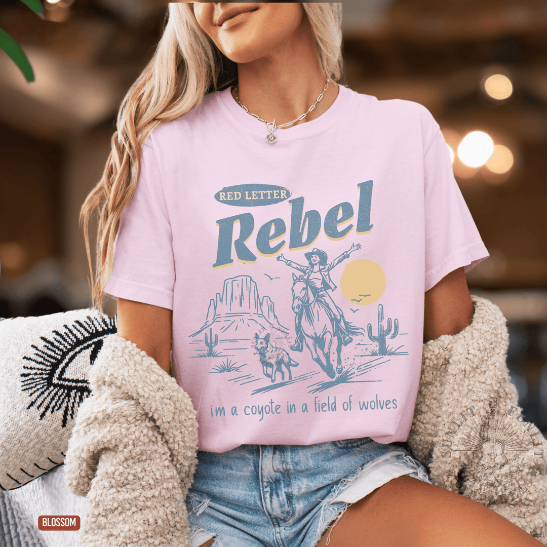 Red Letter Rebel Desert Comfort Colors Tee - Sunlit Funlit | Graphic Tees for Country Concert Addicts