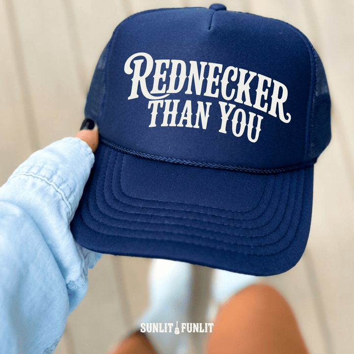 Rednecker Than You Hardy Fan Trucker Hat - Sunlit Funlit Country Concert Tees