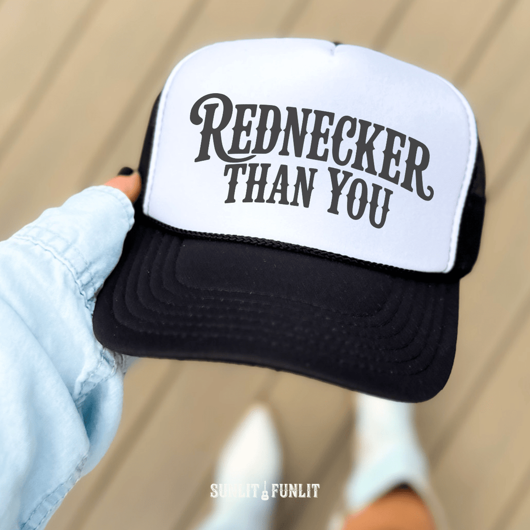 Rednecker Than You Hardy Fan Trucker Hat - Sunlit Funlit Country Concert Tees