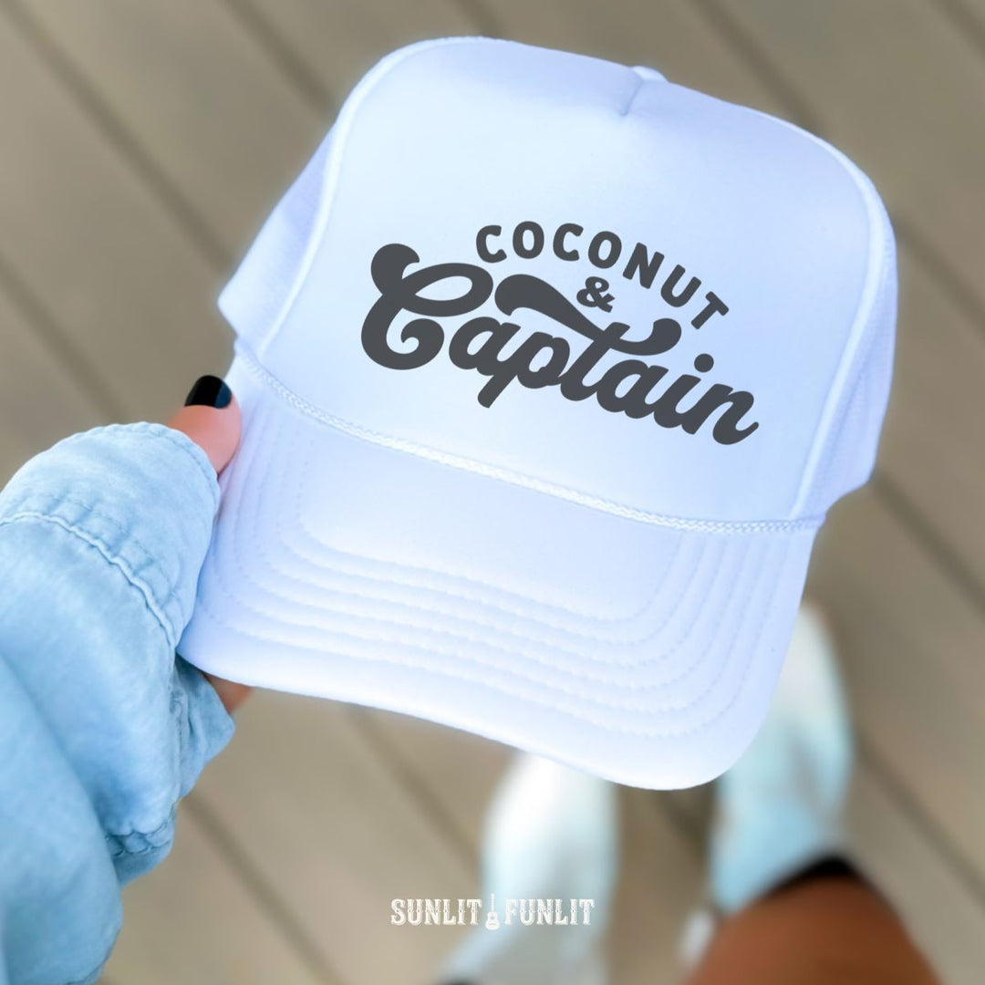 Retro Coconut & Captain Trucker Hat - Sunlit Funlit