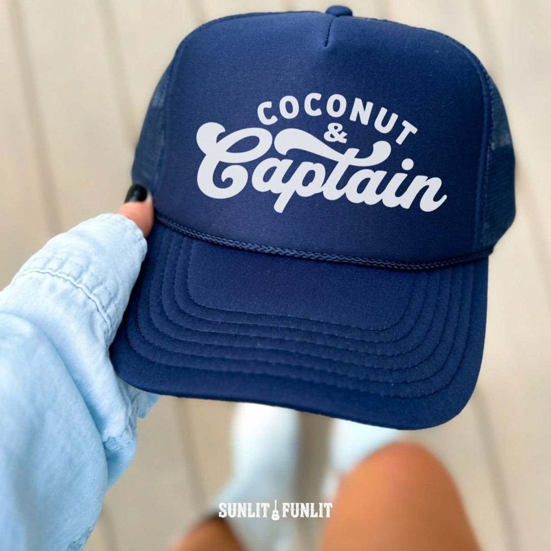 Retro Coconut & Captain Trucker Hat - Sunlit Funlit