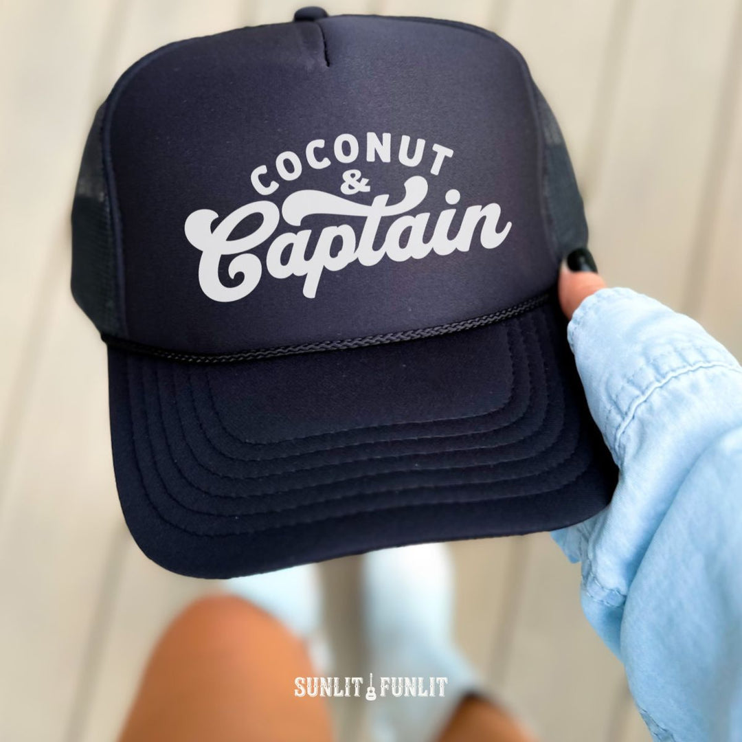 Retro Coconut & Captain Trucker Hat - Sunlit Funlit