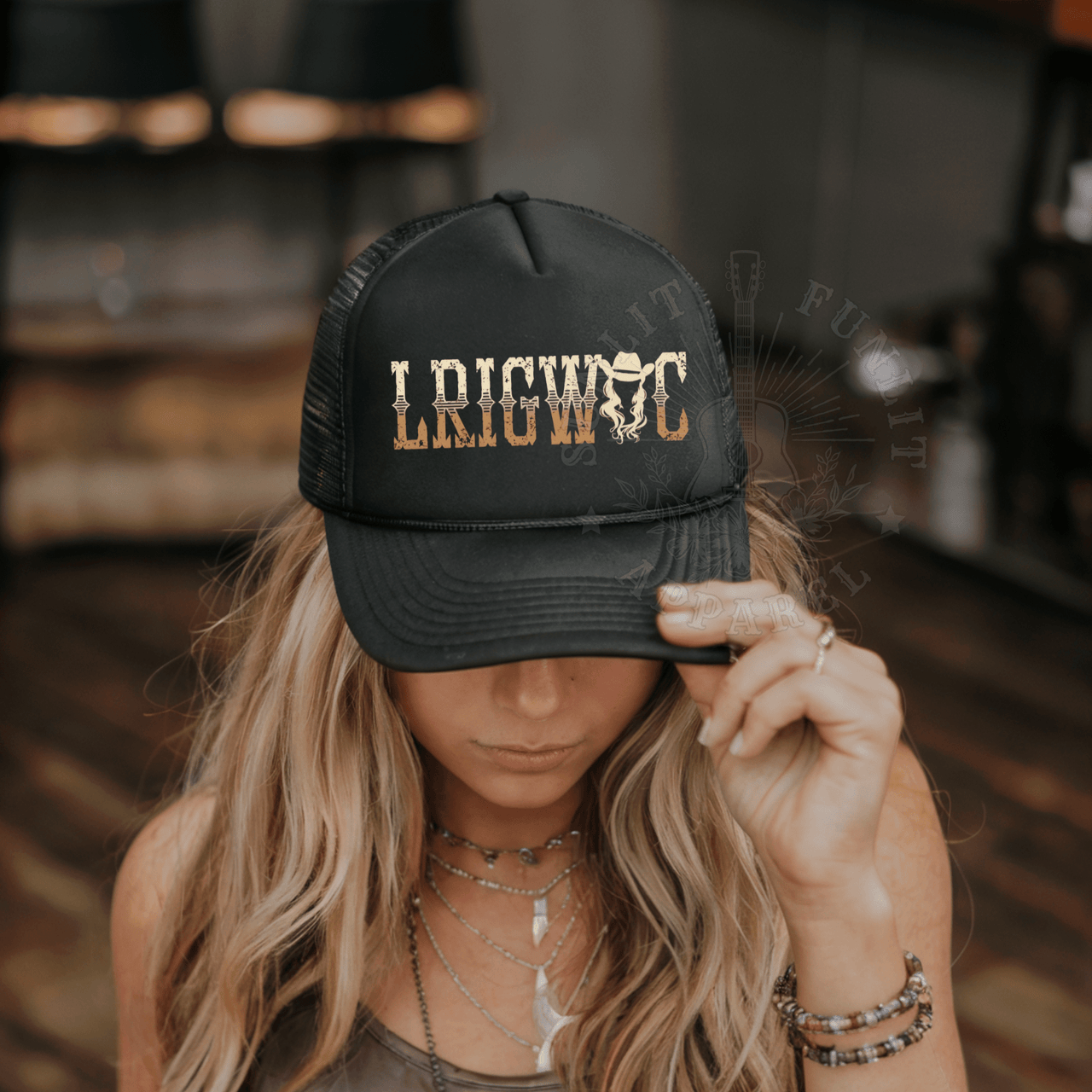 Reverse Cowgirl Country Concert Trucker Hat - Sunlit Funlit | Graphic Tees for Country Concert Addicts