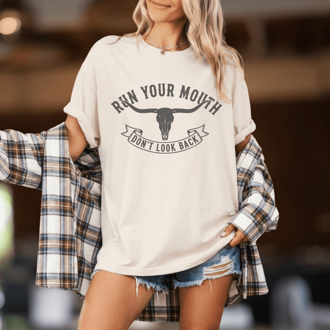 Run Your Mouth Country Concert Shirt - Sunlit Funlit | Graphic Tees for Country Concert Addicts