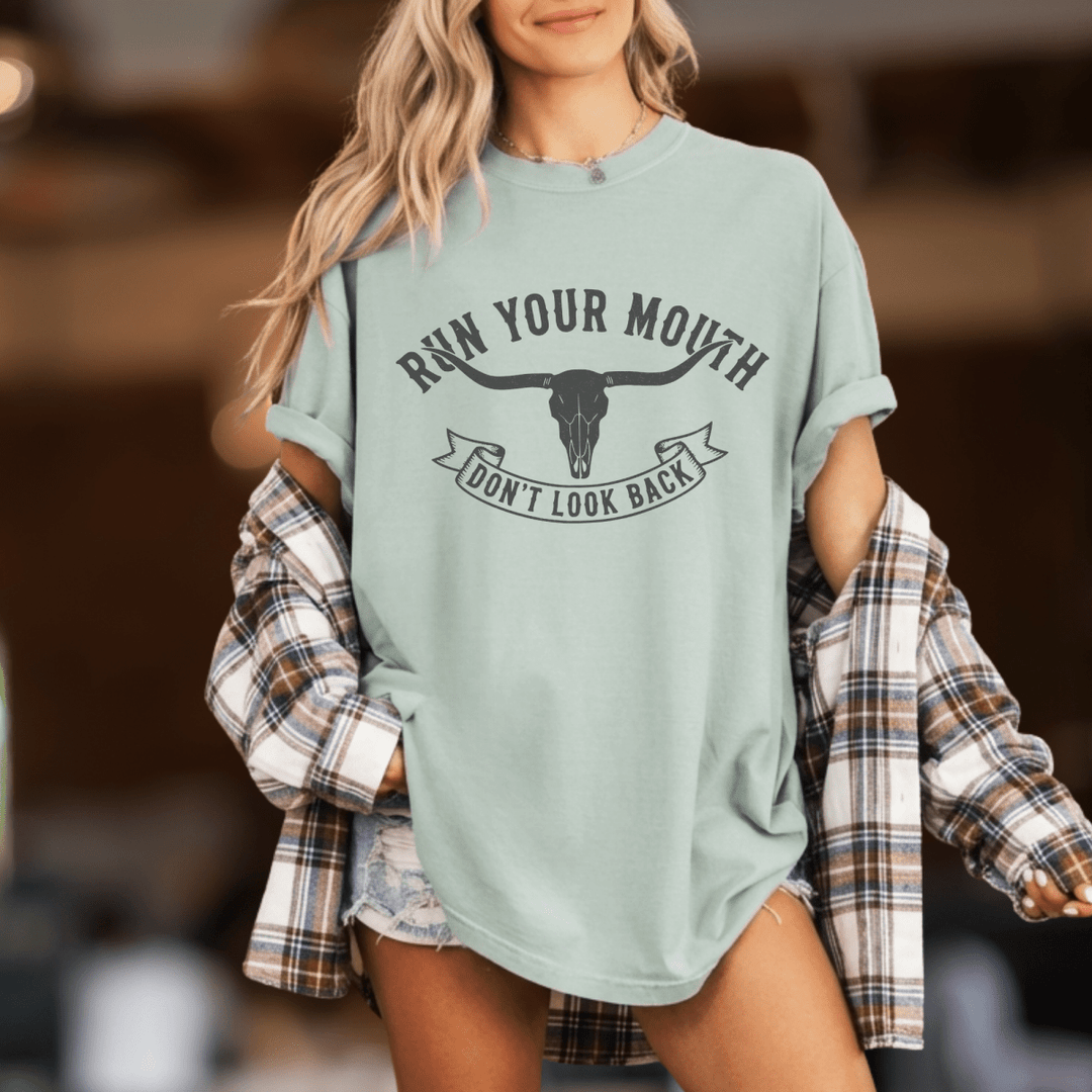 Run Your Mouth Country Concert Shirt - Sunlit Funlit | Graphic Tees for Country Concert Addicts
