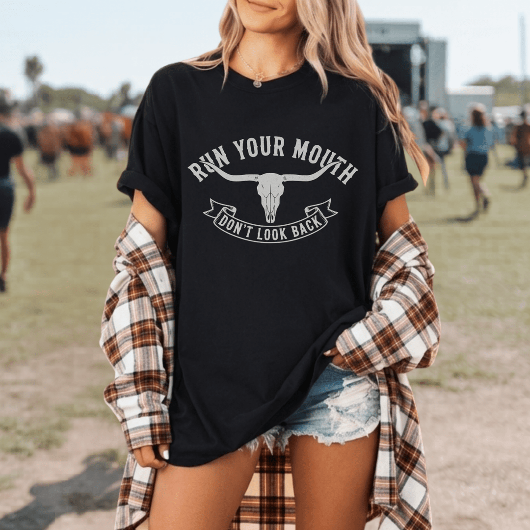 Run Your Mouth Country Concert Shirt - Sunlit Funlit | Graphic Tees for Country Concert Addicts