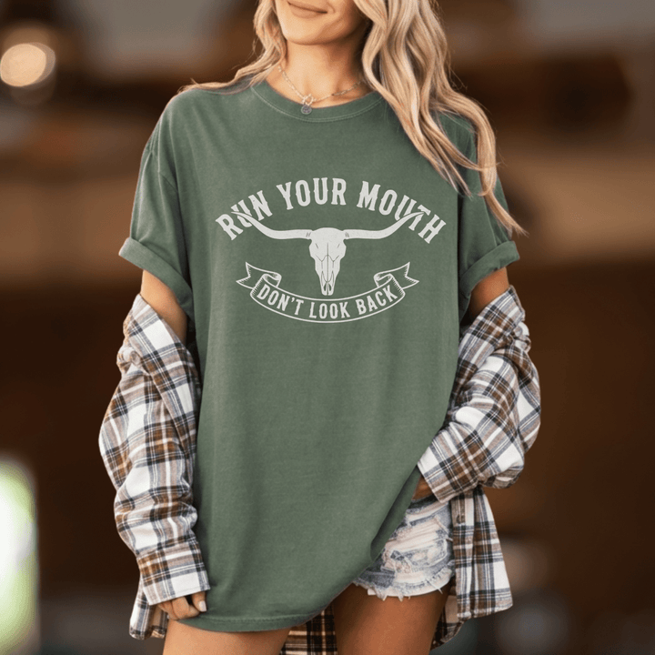 Run Your Mouth Country Concert Shirt - Sunlit Funlit | Graphic Tees for Country Concert Addicts