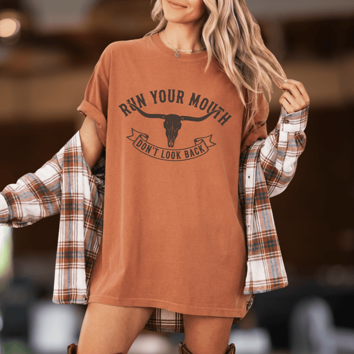 Run Your Mouth Country Concert Shirt - Sunlit Funlit | Graphic Tees for Country Concert Addicts