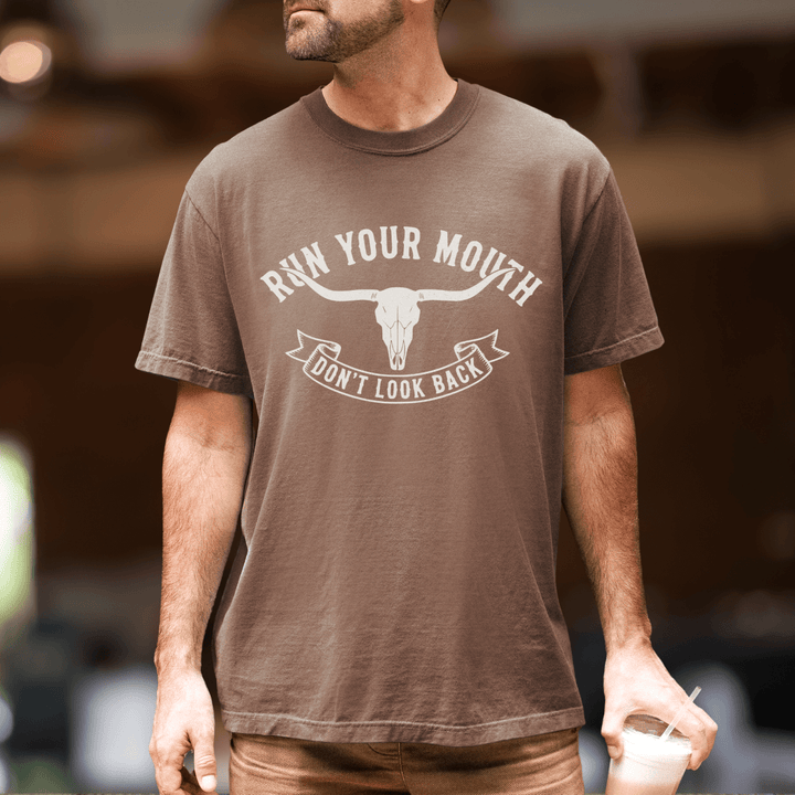 Run Your Mouth Country Concert Shirt for Men - Sunlit Funlit | Graphic Tees for Country Concert Addicts