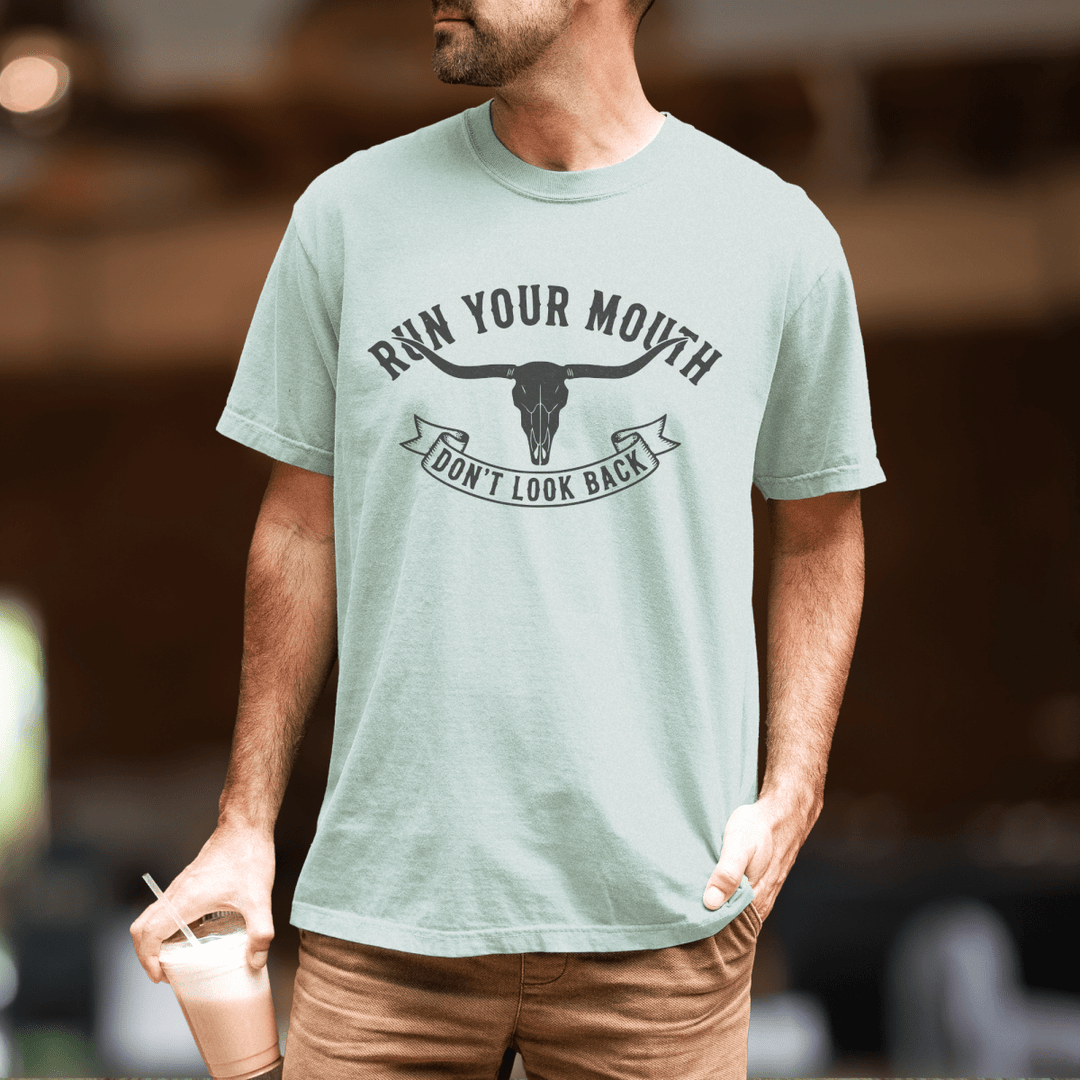 Run Your Mouth Country Concert Shirt for Men - Sunlit Funlit | Graphic Tees for Country Concert Addicts