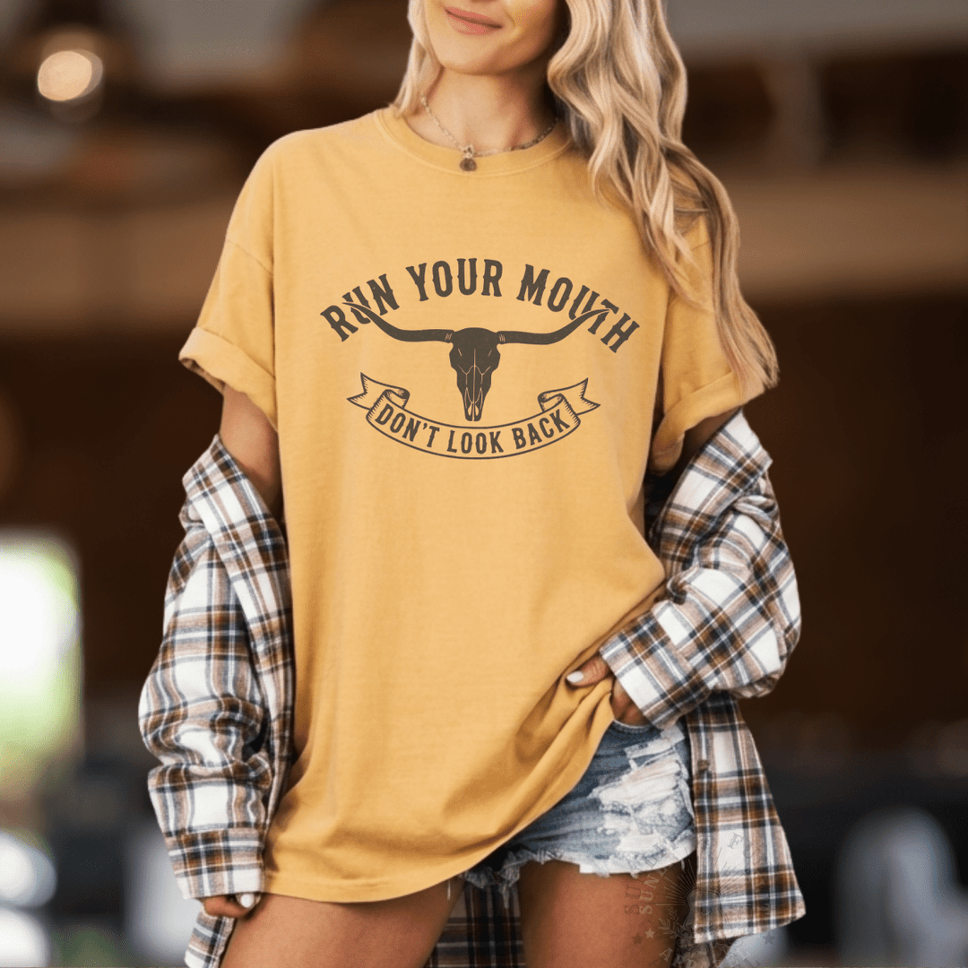 Run Your Mouth Country Concert Shirt for Men - Sunlit Funlit | Graphic Tees for Country Concert Addicts