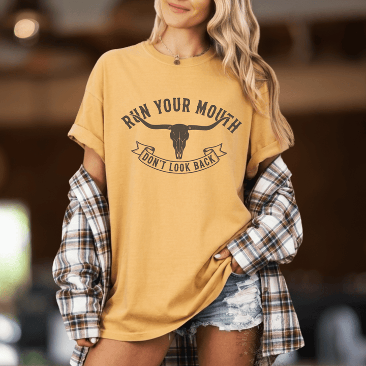 Run Your Mouth Country Concert Shirt for Men - Sunlit Funlit | Graphic Tees for Country Concert Addicts