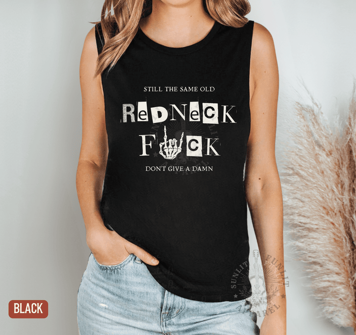Same Old Redneck Muscle Tank – Hardy Concert Tank - Sunlit Funlit | Graphic Tees for Country Concert Addicts