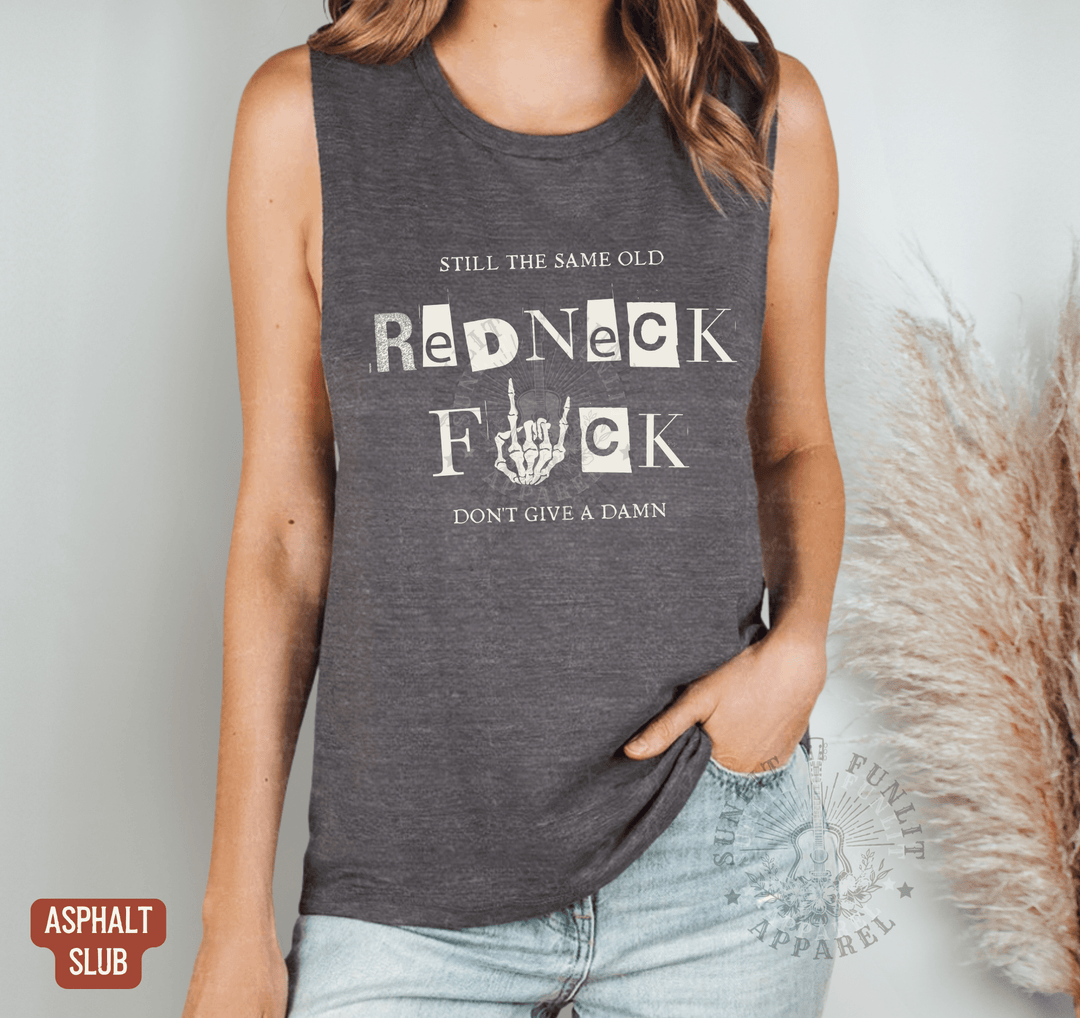 Same Old Redneck Muscle Tank – Hardy Concert Tank - Sunlit Funlit | Graphic Tees for Country Concert Addicts