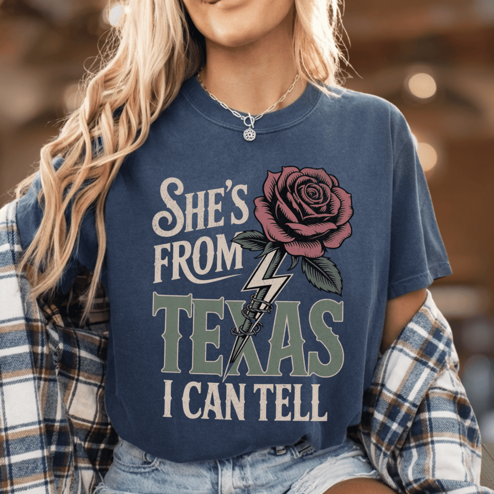 She's From Texas I Can Tell Country Concert Shirt - Sunlit Funlit | Graphic Tees for Country Concert Addicts