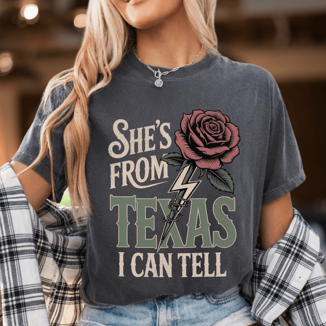 She's From Texas I Can Tell Country Concert Shirt - Sunlit Funlit | Graphic Tees for Country Concert Addicts