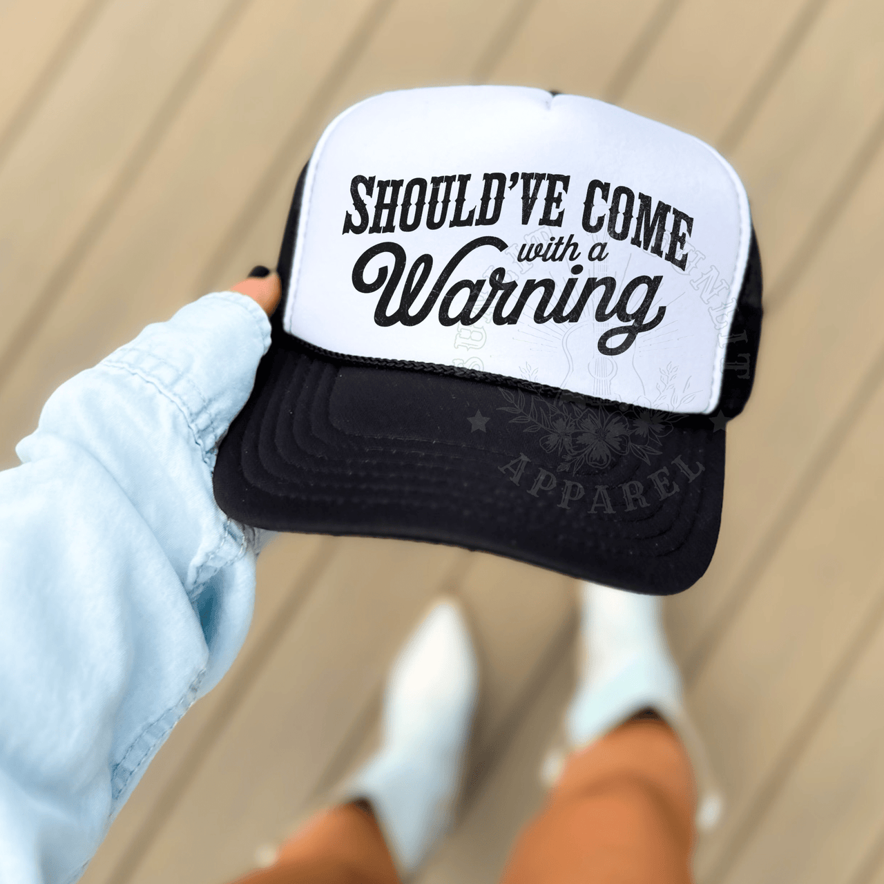 Should’ve Come with a Warning Country Trucker Hat - Sunlit Funlit | Graphic Tees for Country Concert Addicts