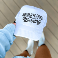 Thumbnail for Should’ve Come with a Warning Trucker Hat – Country Concert Mesh Cap - Sunlit Funlit Country Music Tees