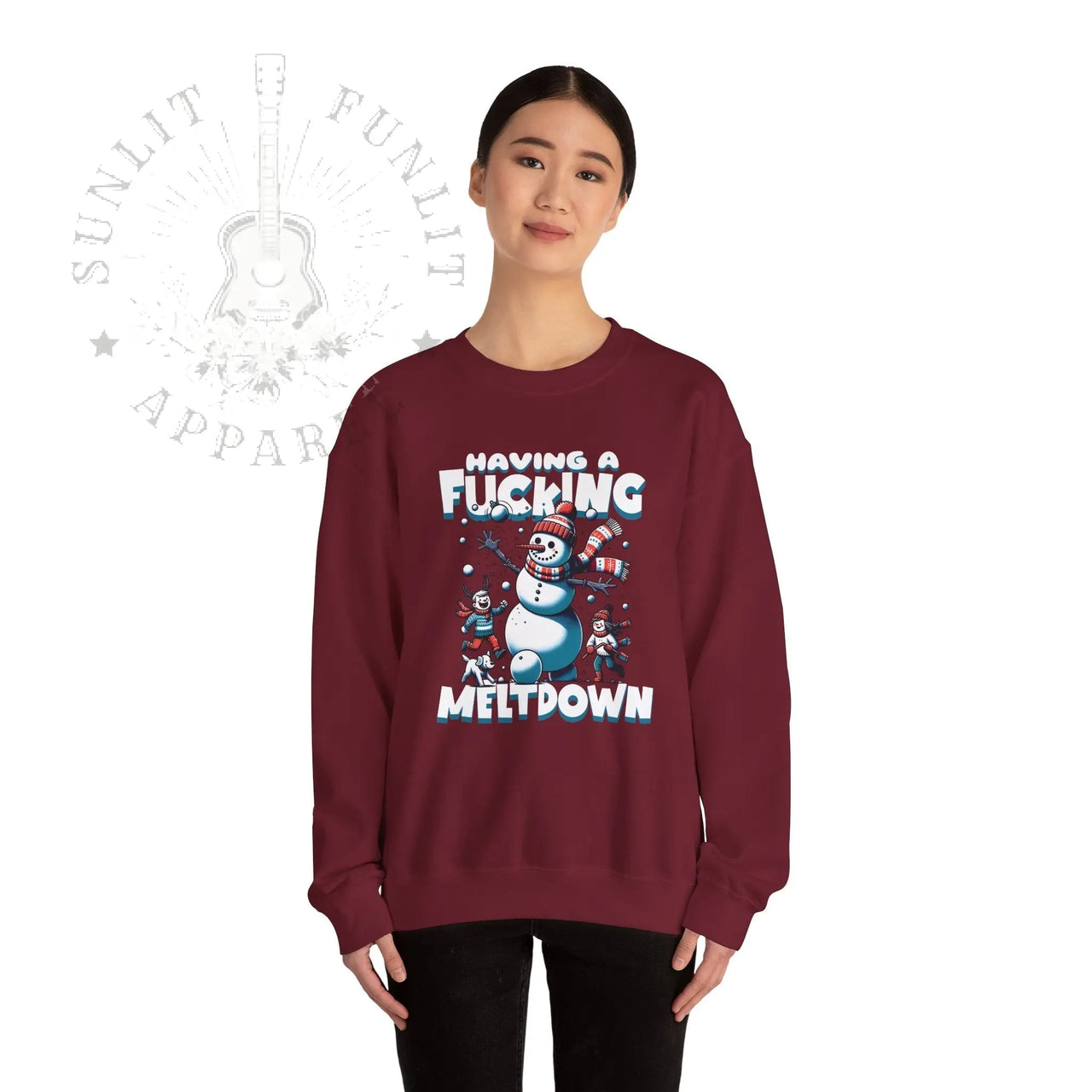 Snowman F*cking Meltdown NSFW Funny Christmas Sweater - Sunlit Funlit Country Music Tees