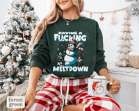 Thumbnail for Snowman F*cking Meltdown NSFW Funny Christmas Sweater - Sunlit Funlit | Graphic Tees for Country Concert Addicts