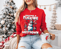 Thumbnail for Snowman F*cking Meltdown NSFW Funny Christmas Sweater - Sunlit Funlit | Graphic Tees for Country Concert Addicts