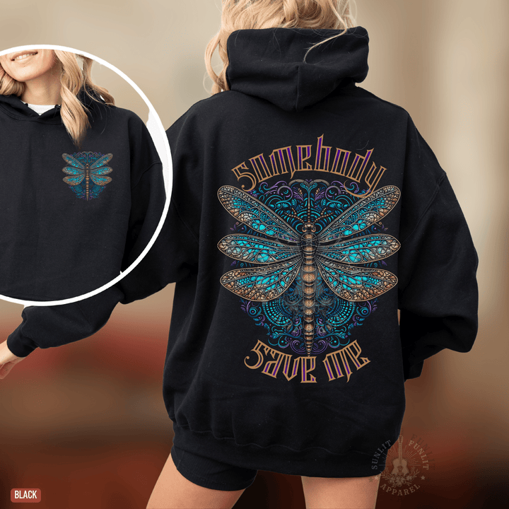 Somebody Save Me Dragonfly Country Concert Hoodie - Sunlit Funlit | Graphic Tees for Country Concert Addicts