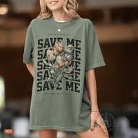 Thumbnail for Somebody Save Me Floral Comfort Colors Tee - Sunlit Funlit | Graphic Tees for Country Concert Addicts