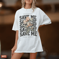 Thumbnail for Somebody Save Me Floral Comfort Colors Tee - Sunlit Funlit | Graphic Tees for Country Concert Addicts