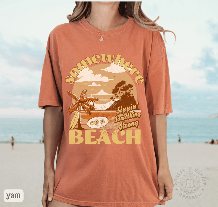 Somewhere On A Beach Country Comfort Colors Tee - Sunlit Funlit | Graphic Tees for Country Concert Addicts