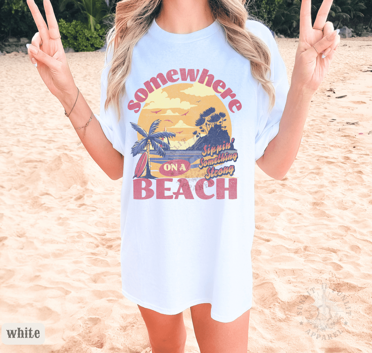 Somewhere On A Beach Country Comfort Colors Tee - Sunlit Funlit | Graphic Tees for Country Concert Addicts