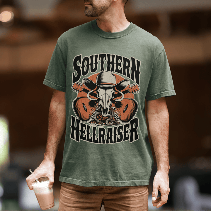 Southern Hellraiser Men's Western Graphic Tee - Sunlit Funlit | Graphic Tees for Country Concert Addicts