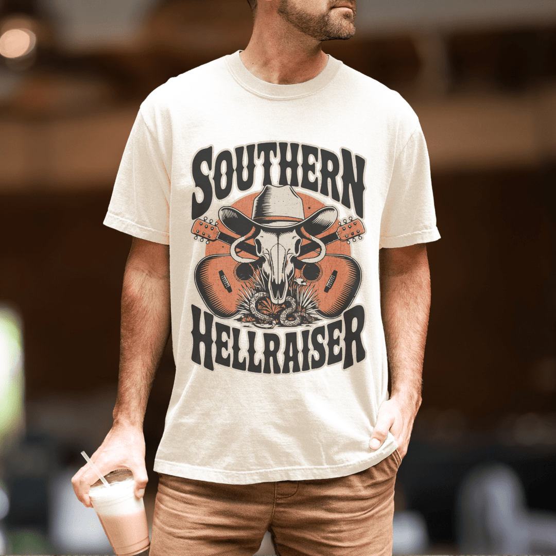Southern Hellraiser Men's Western Graphic Tee - Sunlit Funlit | Graphic Tees for Country Concert Addicts