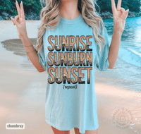 Thumbnail for Sunrise Sunburn Sunset Beach Tee | Country Song Shirt - Sunlit Funlit | Graphic Tees for Country Concert Addicts