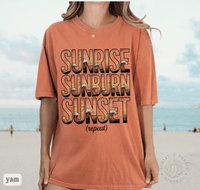 Thumbnail for Sunrise Sunburn Sunset Beach Tee | Country Song Shirt - Sunlit Funlit | Graphic Tees for Country Concert Addicts