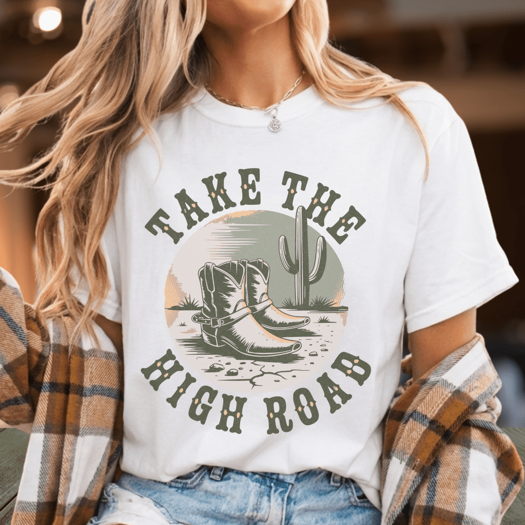 Take The High Road Country Concert Shirt - Sunlit Funlit | Graphic Tees for Country Concert Addicts