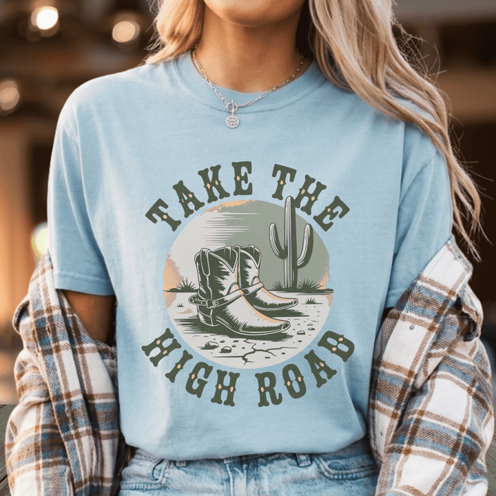 Take The High Road Country Concert Shirt - Sunlit Funlit | Graphic Tees for Country Concert Addicts