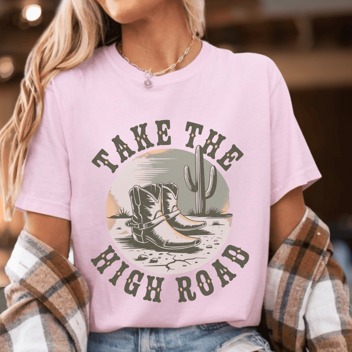 Take The High Road Country Concert Shirt - Sunlit Funlit | Graphic Tees for Country Concert Addicts