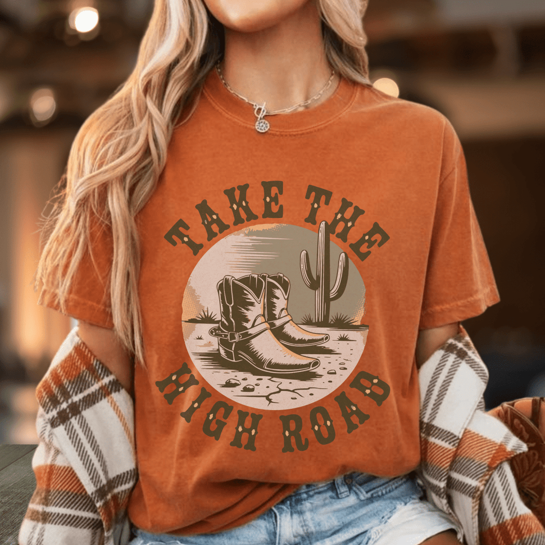 Take The High Road Country Concert Shirt - Sunlit Funlit | Graphic Tees for Country Concert Addicts