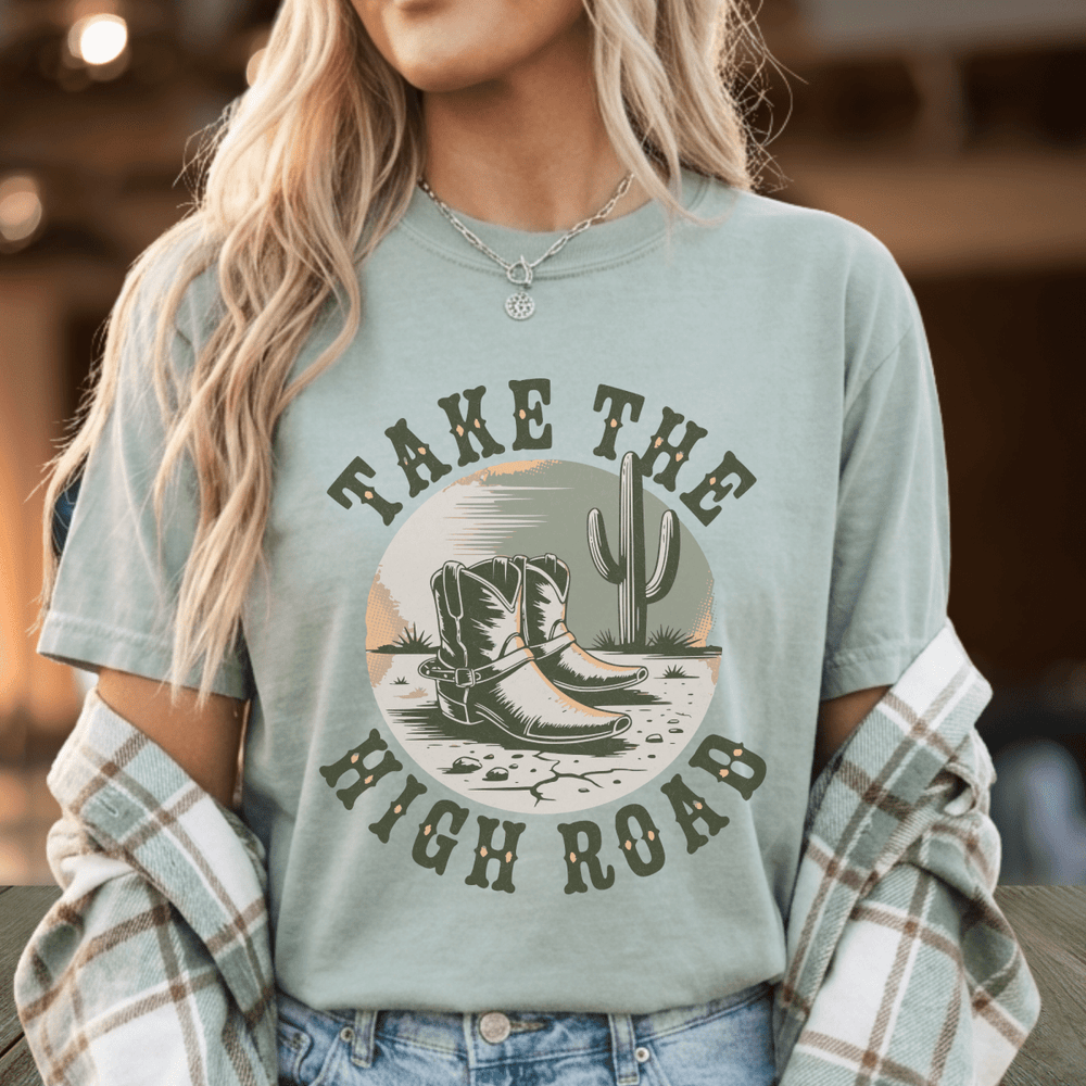 Take The High Road Country Concert Shirt - Sunlit Funlit | Graphic Tees for Country Concert Addicts
