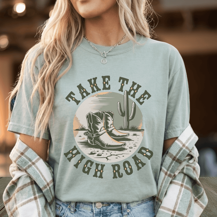 Take The High Road Country Concert Shirt - Sunlit Funlit | Graphic Tees for Country Concert Addicts